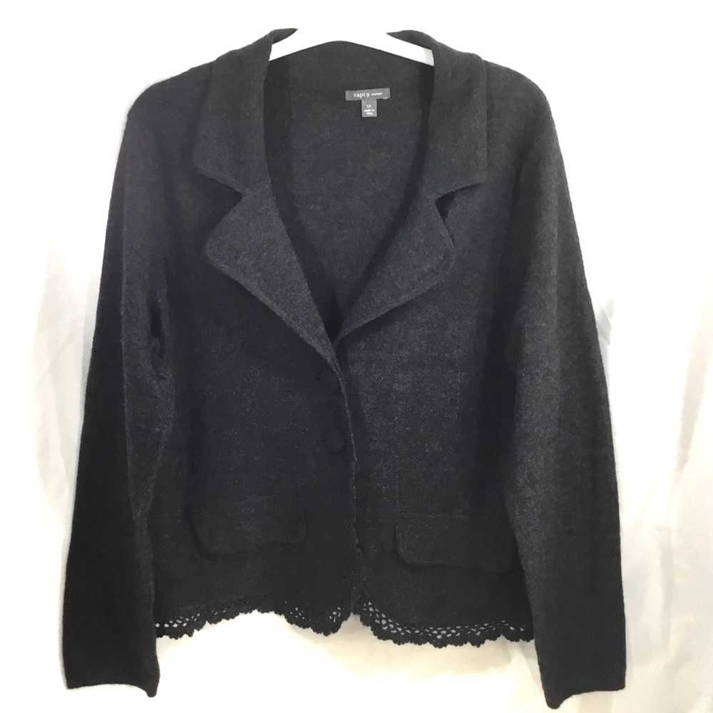 apt. 9 WOMAN Charcoal Grey Wool Cardigan / Jacket